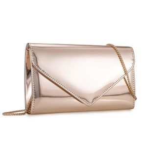 Mirrored Metallic Faux Leather Evening Bag Glimmering Clutch Purse ;)